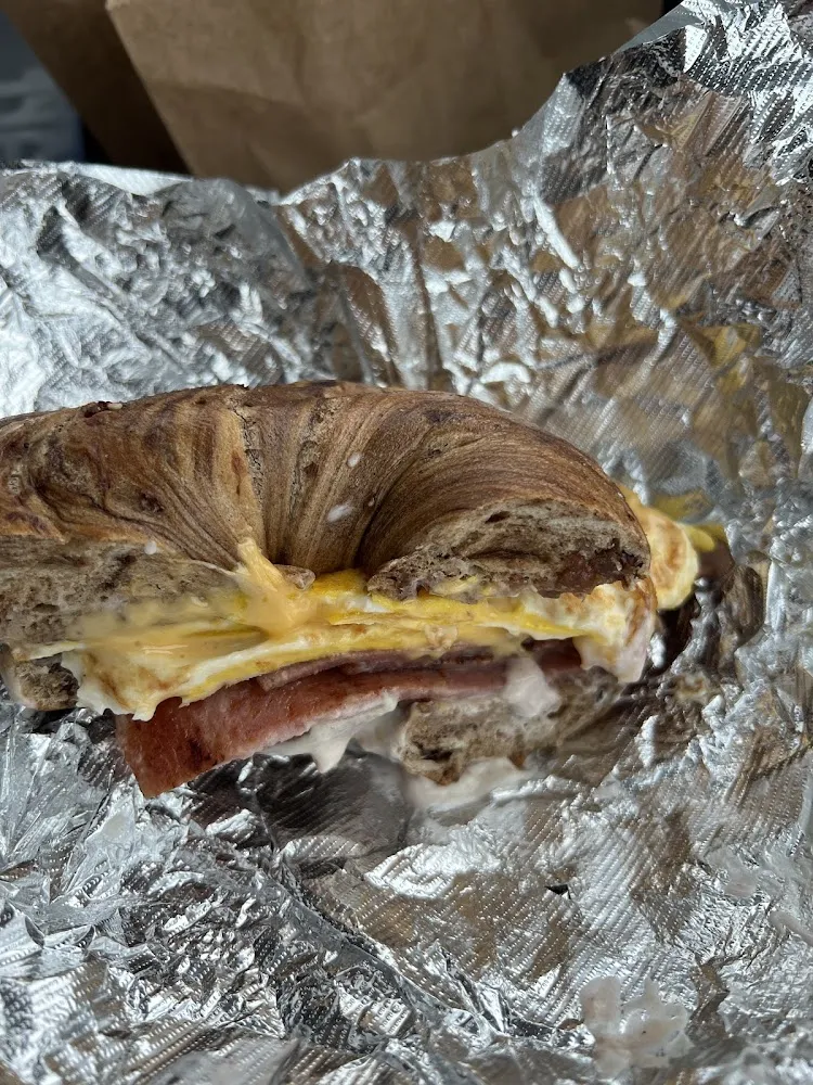 Cinnamon Raisin Bagel with Taylor Ham Egg and Cheese and Cranberry Cream Cheese